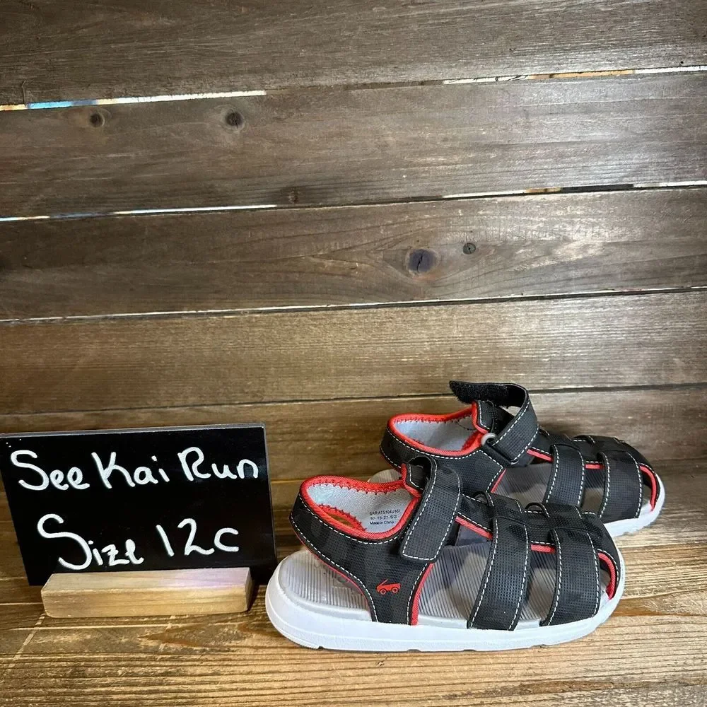 Kids Boys See Kai Run Cyrus IV Flexirun Black Athletic Fisherman Sandals Size 12